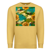 Antique Gold camouflage turquoise glitter sunflowers seamless pattern Premium Sweatshirt - BundleAndBundleShop