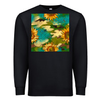 Black camouflage turquoise glitter sunflowers seamless pattern Premium Sweatshirt - BundleAndBundleShop