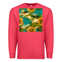 Cardinal camouflage turquoise glitter sunflowers seamless pattern Premium Sweatshirt - BundleAndBundleShop