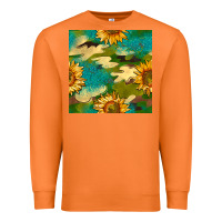 Carrot camouflage turquoise glitter sunflowers seamless pattern Premium Sweatshirt - BundleAndBundleShop