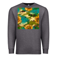 Charcoal Heather camouflage turquoise glitter sunflowers seamless pattern Premium Sweatshirt - BundleAndBundleShop