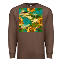 Chestnut camouflage turquoise glitter sunflowers seamless pattern Premium Sweatshirt - BundleAndBundleShop
