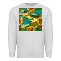 Dove Grey camouflage turquoise glitter sunflowers seamless pattern Premium Sweatshirt - BundleAndBundleShop