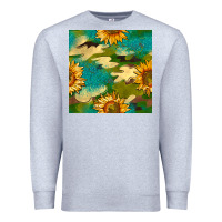 Heather Grey camouflage turquoise glitter sunflowers seamless pattern Premium Sweatshirt - BundleAndBundleShop