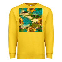 Lemon camouflage turquoise glitter sunflowers seamless pattern Premium Sweatshirt - BundleAndBundleShop