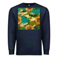 Navy camouflage turquoise glitter sunflowers seamless pattern Premium Sweatshirt - BundleAndBundleShop
