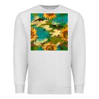 Oatmeal Heather camouflage turquoise glitter sunflowers seamless pattern Premium Sweatshirt - BundleAndBundleShop