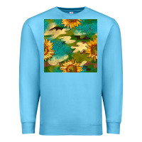 Ocean Blue camouflage turquoise glitter sunflowers seamless pattern Premium Sweatshirt - BundleAndBundleShop