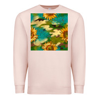 Pale Pink camouflage turquoise glitter sunflowers seamless pattern Premium Sweatshirt - BundleAndBundleShop