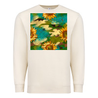 Sandshell camouflage turquoise glitter sunflowers seamless pattern Premium Sweatshirt - BundleAndBundleShop