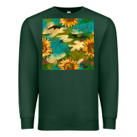 Sports Green camouflage turquoise glitter sunflowers seamless pattern Premium Sweatshirt - BundleAndBundleShop