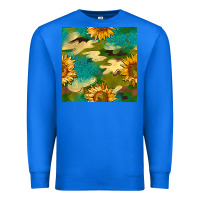 True Royal camouflage turquoise glitter sunflowers seamless pattern Premium Sweatshirt - BundleAndBundleShop