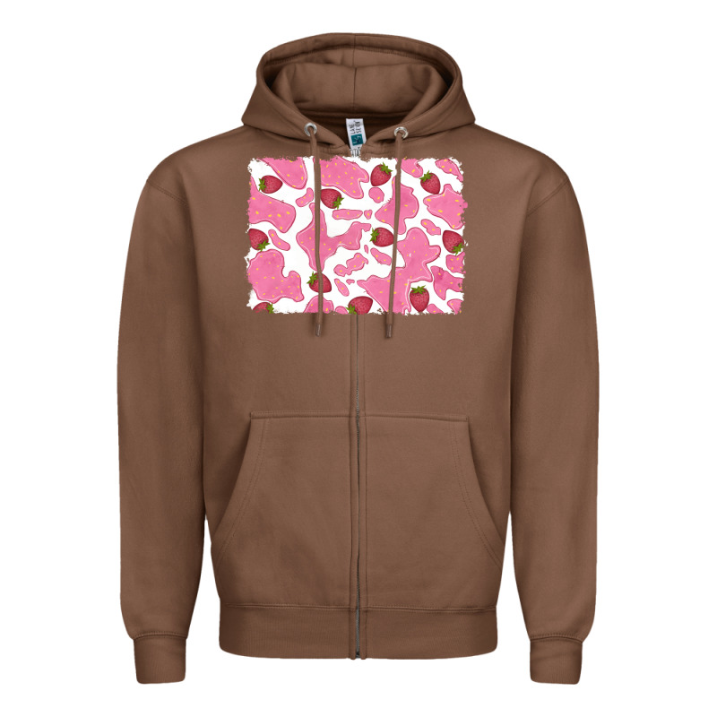 Distressed Strawberry Milkshake Cowhide Zipper Hoodie by RanaPortraitStore | Teevron