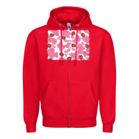 Red distressed strawberry milkshake cowhide Zipper Hoodie - RanaPortraitStore