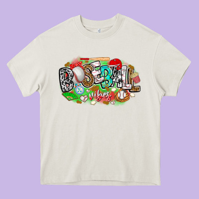 Baseball Vibes Heavy Core Tee Designed By Cowhidedigitalart