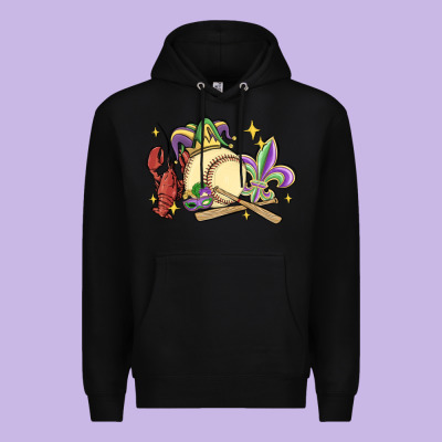 Mardi Gras Baseball Premium Hoodie Designed By Maliassmallbusiness