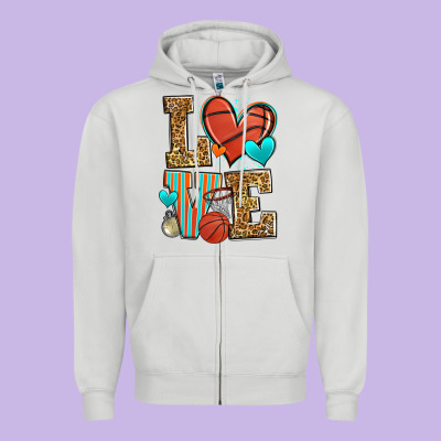 Love Basketball Zipper Hoodie Designed By Zillion Design Studio