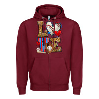Burgundy love baseball Zipper Hoodie - Zillion Design Studio