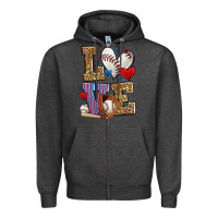 Charcoal Heather love baseball Zipper Hoodie - Zillion Design Studio