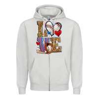 Dove Grey love baseball Zipper Hoodie - Zillion Design Studio
