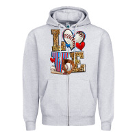 Heather Grey love baseball Zipper Hoodie - Zillion Design Studio