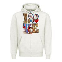 Oatmeal Heather love baseball Zipper Hoodie - Zillion Design Studio