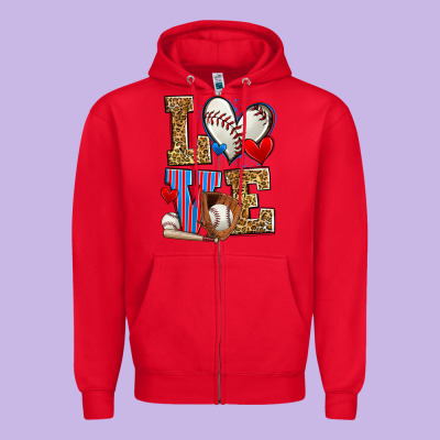Love Baseball Zipper Hoodie Designed By Zillion Design Studio