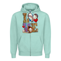 Seafoam love baseball Zipper Hoodie - Zillion Design Studio