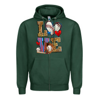 Sports Green love baseball Zipper Hoodie - Zillion Design Studio