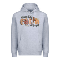 Heather Grey we walk by faith not by sight Premium Hoodie - MaliasSmallBusiness