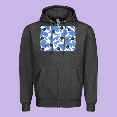 Distressed Blueberry Milkshake Cowhide Zipper Hoodie Designed By Ranaportraitstore