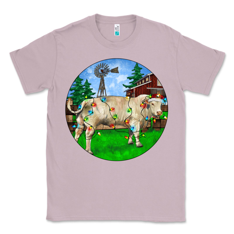 Christmas Charolais Bull And Barnyard Classic Tee by RanaPortraitStore | Teevron