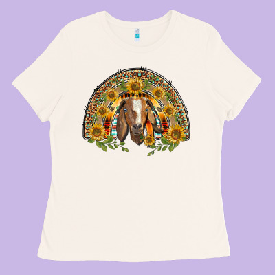 Western Leopard Sunflower Goat Rainbow Ladies Tee Designed By Barkaloodesign