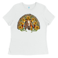 White Western Leopard Sunflower Goat Rainbow Ladies Tee - BarkalooDesign