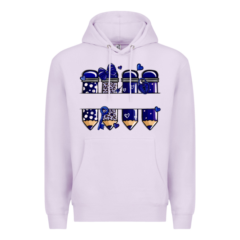 Valentine's Day School Pencils Navy Blue Premium Hoodie by MaliasSmallBusiness | Teevron