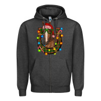 Charcoal Heather christmas horseshoe with horse Zipper Hoodie - RanaPortraitStore