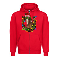 Red christmas horseshoe with horse Zipper Hoodie - RanaPortraitStore