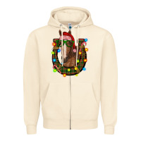 Sandshell christmas horseshoe with horse Zipper Hoodie - RanaPortraitStore