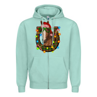 Seafoam christmas horseshoe with horse Zipper Hoodie - RanaPortraitStore