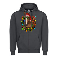 Smoke christmas horseshoe with horse Zipper Hoodie - RanaPortraitStore