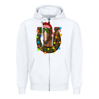 White christmas horseshoe with horse Zipper Hoodie - RanaPortraitStore