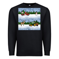 Black christmas snow truck seamless pattern Premium Sweatshirt - BundleAndBundleShop
