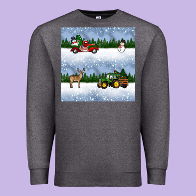 Christmas Snow Truck Seamless Pattern Premium Sweatshirt Designed By Bundleandbundleshop