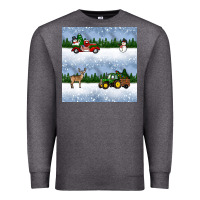 Charcoal Heather christmas snow truck seamless pattern Premium Sweatshirt - BundleAndBundleShop