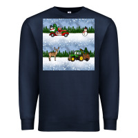 Navy christmas snow truck seamless pattern Premium Sweatshirt - BundleAndBundleShop