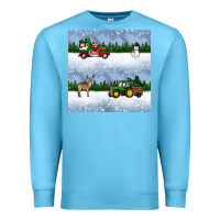 Ocean Blue christmas snow truck seamless pattern Premium Sweatshirt - BundleAndBundleShop