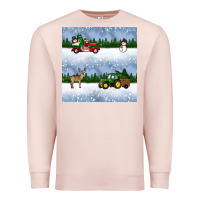 Pale Pink christmas snow truck seamless pattern Premium Sweatshirt - BundleAndBundleShop