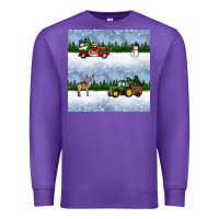Purple christmas snow truck seamless pattern Premium Sweatshirt - BundleAndBundleShop