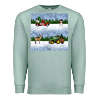 Seafoam christmas snow truck seamless pattern Premium Sweatshirt - BundleAndBundleShop