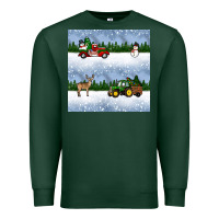 Sports Green christmas snow truck seamless pattern Premium Sweatshirt - BundleAndBundleShop